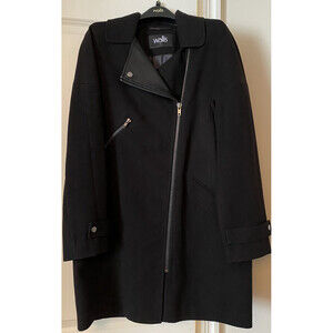 Wallis women's Faux Leather Collar Longline Biker Coat Jacket In Black Size M